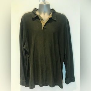 L.L.Bean Gray Button Collar Fisherman Sweater Men Size XXL Tall Long Sleeve polo